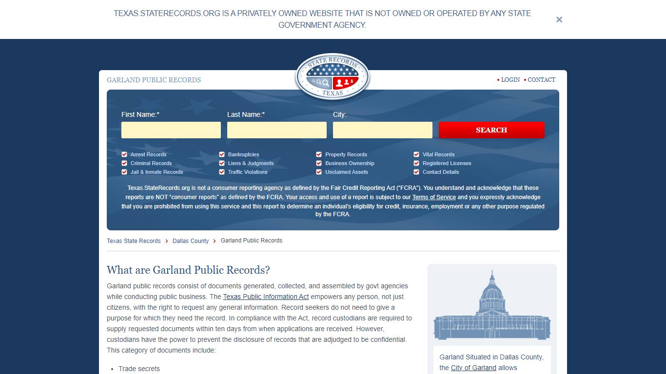 Garland Arrest and Public Records | Texas.StateRecords.org